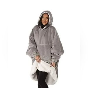 The Comfy Gray Long Sweater/Blanket Hoodie Cozy Kangaroo Pocket